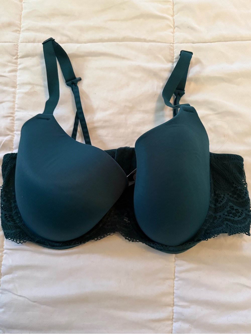 Auden Smooth Molded Lace-Back Bra - Teal